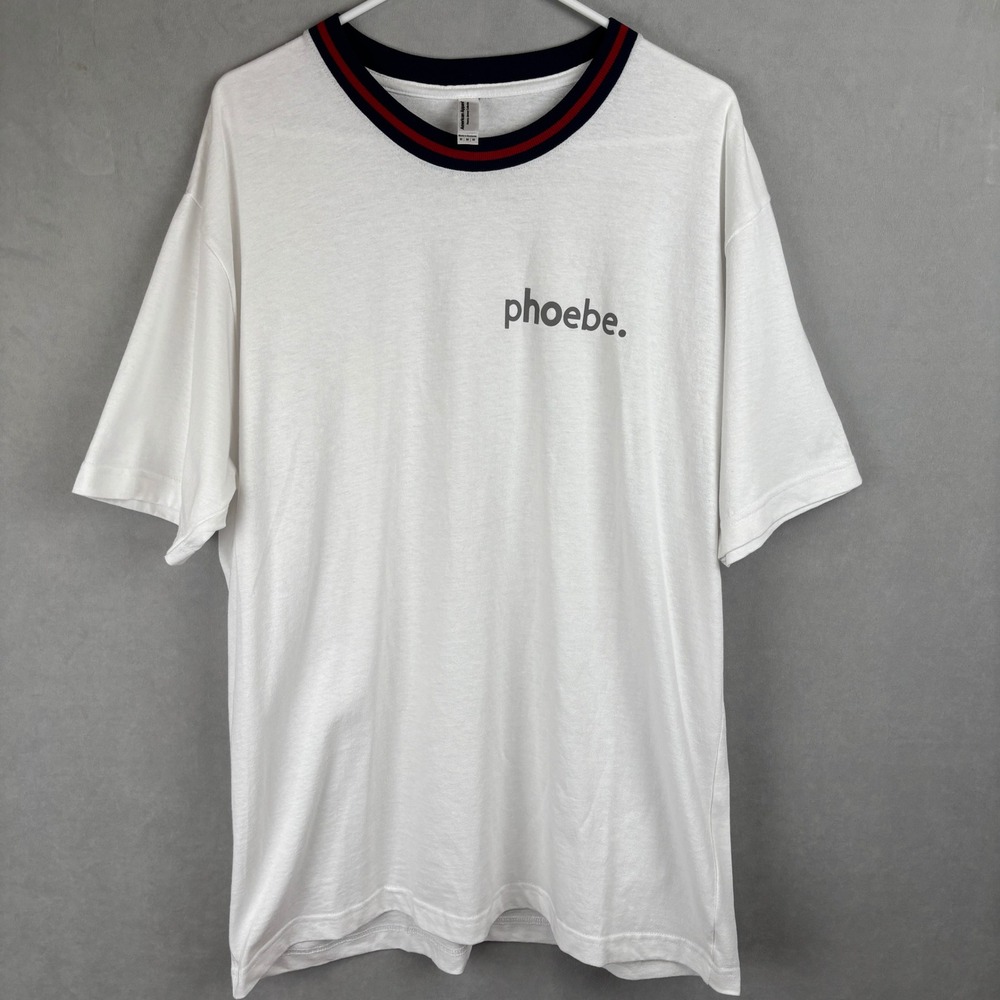 American Apparel Phoebe‎ Reflective Ringer T-Shirt White Mens M Retro Minimalist